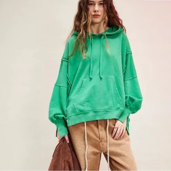 Free People We the Free Camden Hoodie Jolly Rancher Green XS - Picture 6 of 7